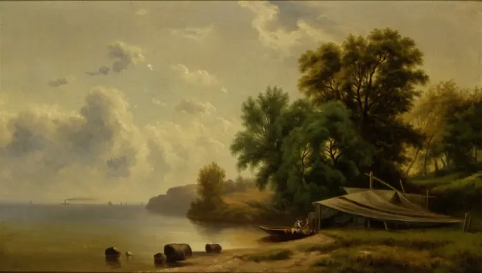 Framed Print : Landscape with Campsite, n. d. Creator: Robert Seldon Duncanson Framed Print : Landscape with Campsite, n. d. Creator: Robert Seldon Duncanson