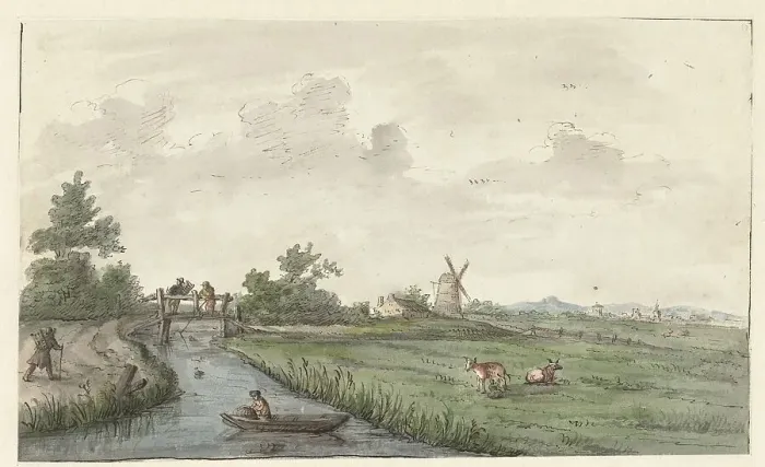 Framed Print : Landscape with canal and country road, 1661-1693. Creator: Gerrit Grasdorp Framed Print : Landscape with canal and country road, 1661-1693. Creator: Gerrit Grasdorp