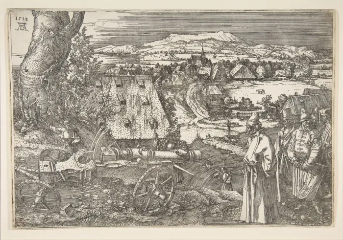 Framed Print : Landscape with a Cannon, 1518. Creator: Albrecht Durer Framed Print : Landscape with a Cannon, 1518. Creator: Albrecht Durer