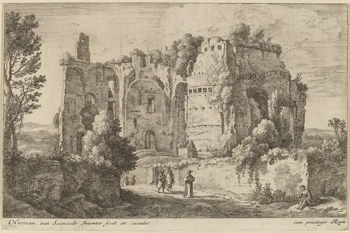 Framed Print : Landscape with the Cardinal. Creator: Herman van Swanevelt Framed Print : Landscape with the Cardinal. Creator: Herman van Swanevelt