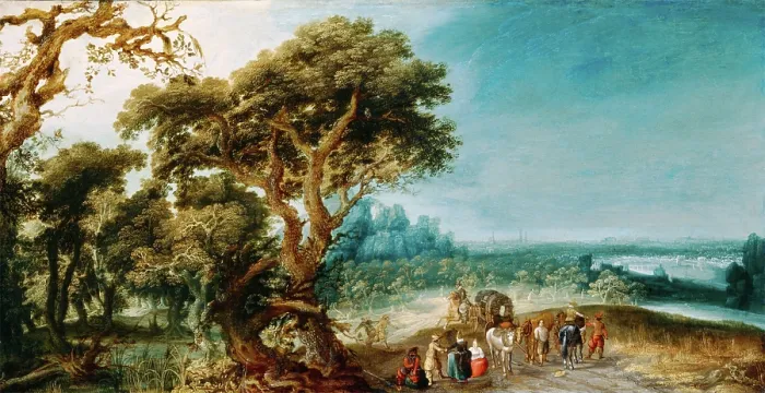 Framed Print : Landscape with a Carriage Hold-Up, c.between 1615 and 1625. Creator: Jacob Jacobsz. Van Geel Framed Print : Landscape with a Carriage Hold-Up, c.between 1615 and 1625. Creator: Jacob Jacobsz. Van Geel