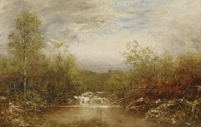Framed Print : Landscape With Cascades, 1860-1919. Creator: Ralph Blakelock Framed Print : Landscape With Cascades, 1860-1919. Creator: Ralph Blakelock