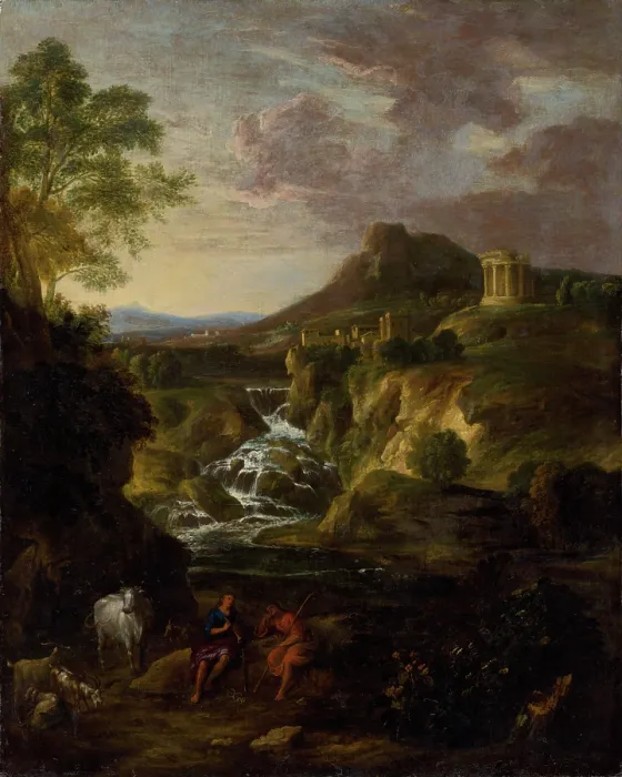 Framed Print : Landscape with the Cascades of Tivoli, 1650. Creator: Gaspard Dughet Framed Print : Landscape with the Cascades of Tivoli, 1650. Creator: Gaspard Dughet