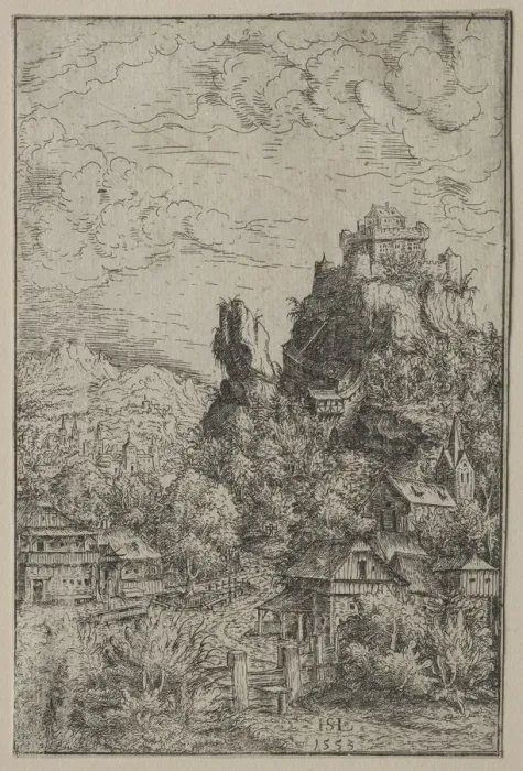 Framed Print : Landscape with a Castle, 1553. Creator: Hanns Lautensack (German, 1524-1566) Framed Print : Landscape with a Castle, 1553. Creator: Hanns Lautensack (German, 1524-1566)