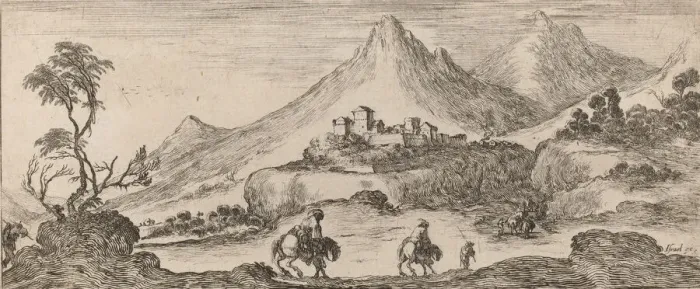 Framed Print : Landscape with Castle, 1641. Creator: Stefano della Bella Framed Print : Landscape with Castle, 1641. Creator: Stefano della Bella