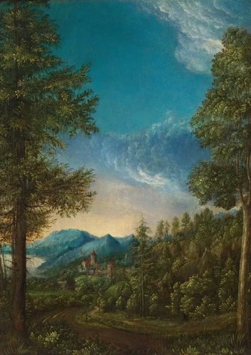 Framed Print : Landscape with Castle, c. 1525. Artist: Altdorfer, Albrecht (c. 1480-1538) Framed Print : Landscape with Castle, c. 1525. Artist: Altdorfer, Albrecht (c. 1480-1538)