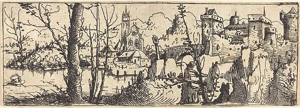 Landscape with Castle at Right, Surrounded by Rocks, 1546. Creator: Augustin Hirschvogel