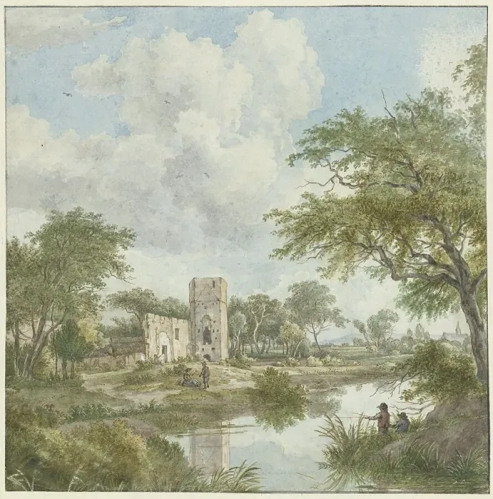 Framed Print : Landscape with castle ruins, 1754-1831. Creator: Wybrand Hendriks Framed Print : Landscape with castle ruins, 1754-1831. Creator: Wybrand Hendriks