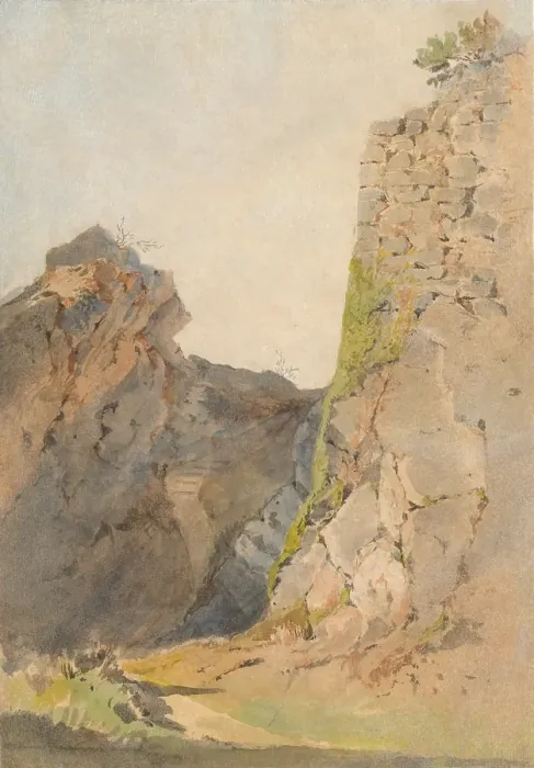 Framed Print : Landscape with castle ruins, 1872. Creator: Ladislav Mednyanszky Framed Print : Landscape with castle ruins, 1872. Creator: Ladislav Mednyanszky