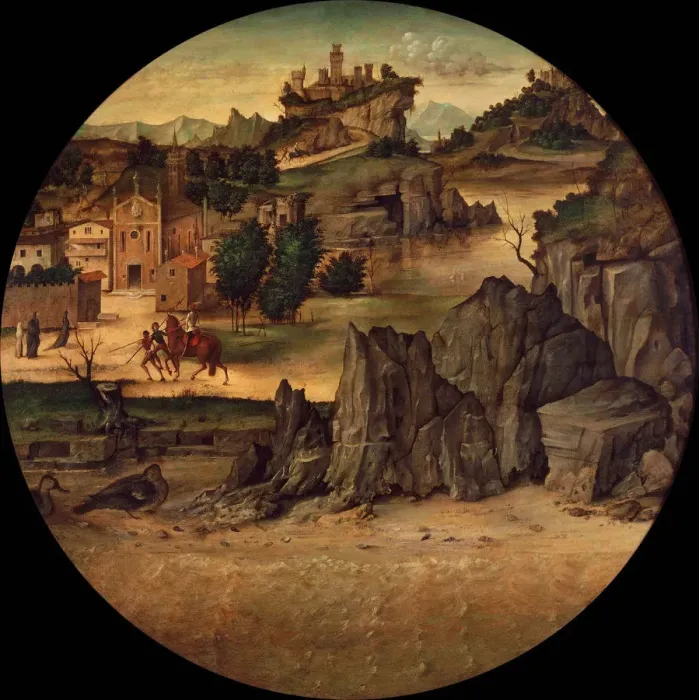Framed Print : Landscape with Castles, Late 15th cen Artist: Montagna, Bartolomeo (1449-1523) Framed Print : Landscape with Castles, Late 15th cen Artist: Montagna, Bartolomeo (1449-1523)