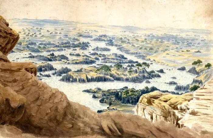 Framed Print : Landscape, Cataract, Egypt, c19th Century. Artist: John Gardner Wilkinson Framed Print : Landscape, Cataract, Egypt, c19th Century. Artist: John Gardner Wilkinson