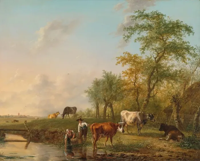 Framed Print : Landscape with Cattle, 1804. Creator: Jan Kobell II Framed Print : Landscape with Cattle, 1804. Creator: Jan Kobell II