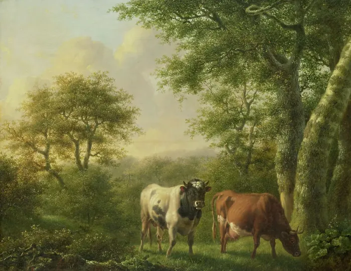 Framed Print : Landscape with Cattle, 1827. Creator: Adolf Karel Maximiliaan Engel Framed Print : Landscape with Cattle, 1827. Creator: Adolf Karel Maximiliaan Engel