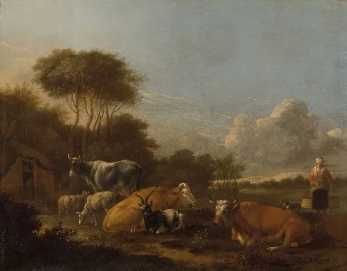 Framed Print : Landscape with Cattle, c.1665-1688. Creator: Albert Jansz Klomp Framed Print : Landscape with Cattle, c.1665-1688. Creator: Albert Jansz Klomp