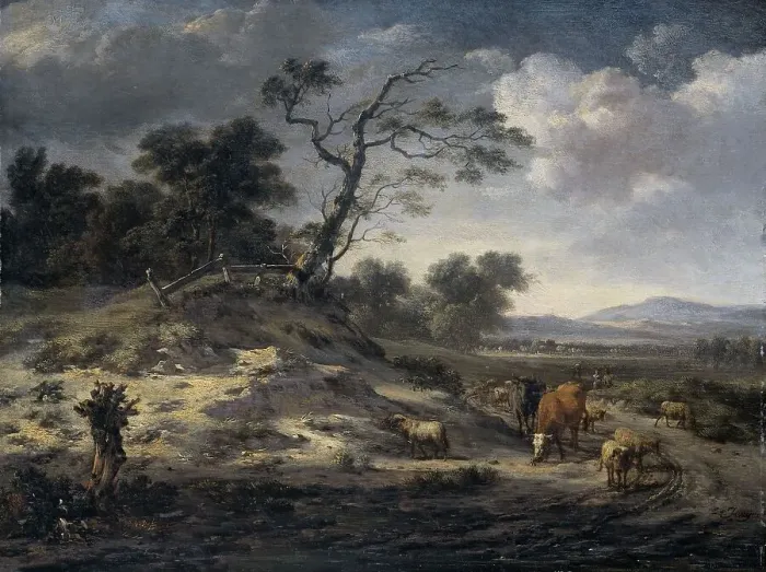 Framed Print : Landscape with Cattle on a Country Road, 1655-1684. Creator: Jan Wijnants Framed Print : Landscape with Cattle on a Country Road, 1655-1684. Creator: Jan Wijnants
