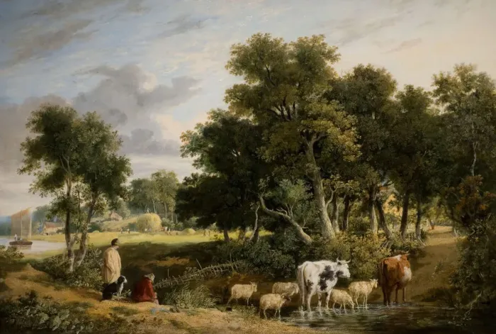 Framed Print : Landscape - Cattle Crossing A Stream, 1831. Creator: George Vincent Framed Print : Landscape - Cattle Crossing A Stream, 1831. Creator: George Vincent