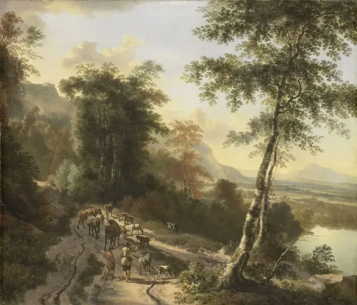 Framed Print : Landscape with Cattle Drivers, 1660-1685. Creator: Jan Hackaert Framed Print : Landscape with Cattle Drivers, 1660-1685. Creator: Jan Hackaert