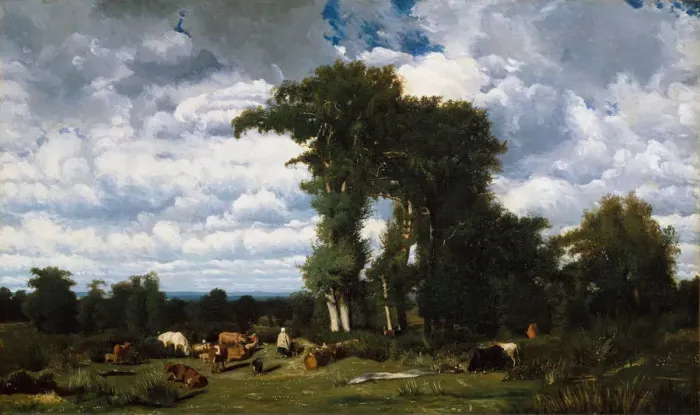 Framed Print : Landscape with Cattle at Limousin, 1837. Creator: Jules Dupré Framed Print : Landscape with Cattle at Limousin, 1837. Creator: Jules Dupré