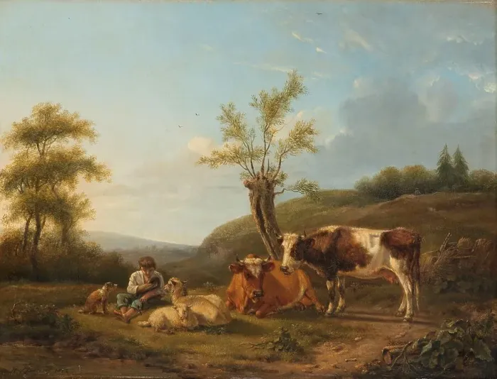 Framed Print : Landscape with Cattle near Darthuizen, 1814. Creator: Hendrik Stokvisch Framed Print : Landscape with Cattle near Darthuizen, 1814. Creator: Hendrik Stokvisch