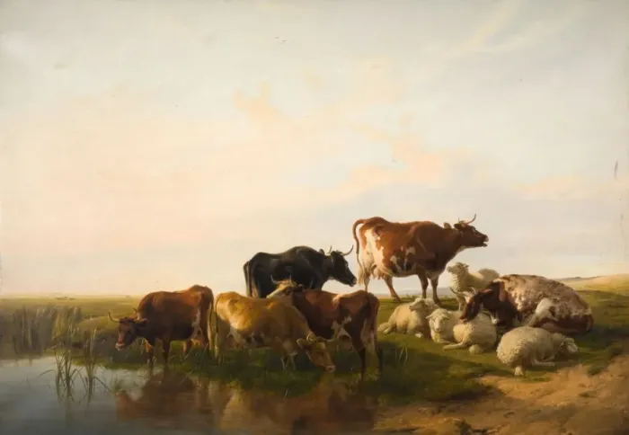 Framed Print : Landscape With Cattle And Sheep, 1872. Creator: Thomas Sidney Cooper Framed Print : Landscape With Cattle And Sheep, 1872. Creator: Thomas Sidney Cooper