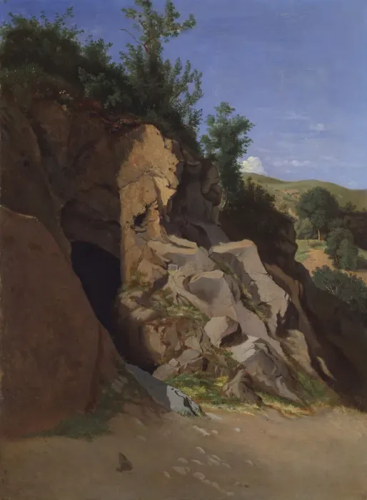 Framed Print : Landscape with a Cave. Creator: Theodore Caruelle d Aligny Framed Print : Landscape with a Cave. Creator: Theodore Caruelle d Aligny