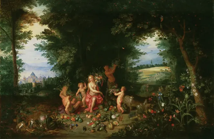Framed Print : Landscape with Ceres (Allegory of Earth), 1630s. Creators: Hendrick van Balen, Jan Brueghel the younger Framed Print : Landscape with Ceres (Allegory of Earth), 1630s. Creators: Hendrick van Balen, Jan Brueghel the younger