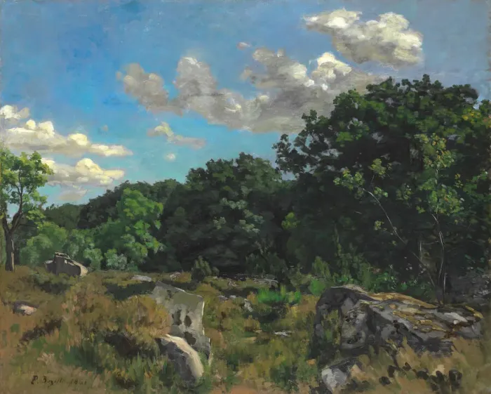 Framed Print : Landscape at Chailly, 1865. Creator: Frederic Bazille Framed Print : Landscape at Chailly, 1865. Creator: Frederic Bazille