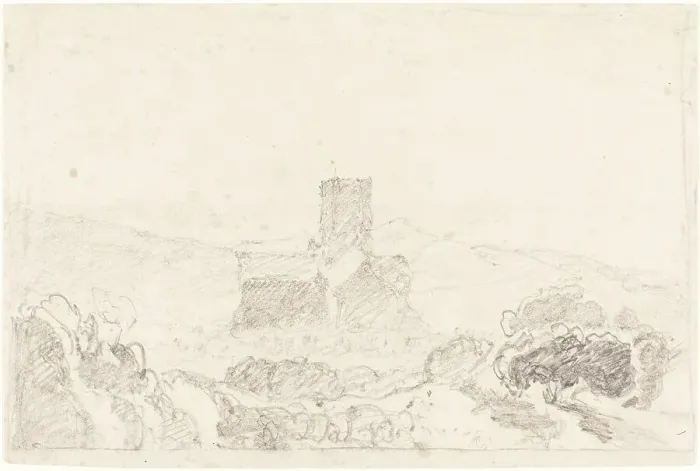 Framed Print : Landscape with Church, first half 19th century. Creator: John Sell Cotman Framed Print : Landscape with Church, first half 19th century. Creator: John Sell Cotman