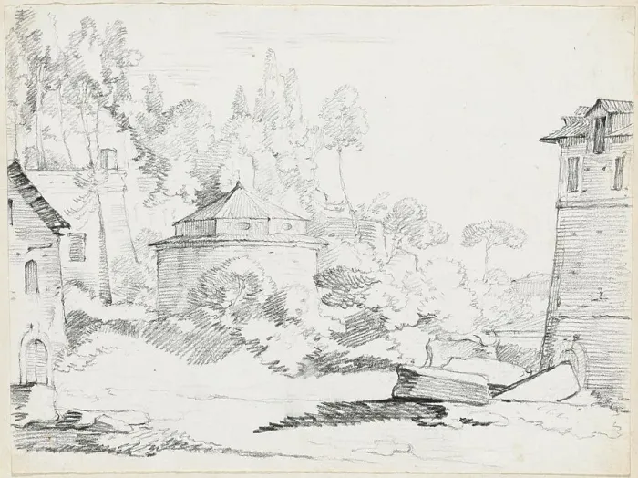 Framed Print : Landscape with the Church of San Teodoro, 1744 / 1750. Creator: Joseph-Marie Vien the Elder Framed Print : Landscape with the Church of San Teodoro, 1744 / 1750. Creator: Joseph-Marie Vien the Elder