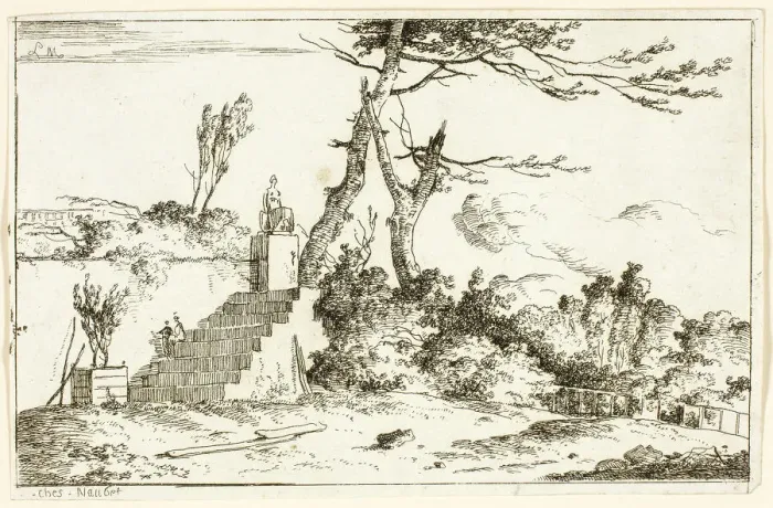 Framed Print : Landscape with Classical Statue, 1779 / 97. Creator: Louis Gabriel Moreau Framed Print : Landscape with Classical Statue, 1779 / 97. Creator: Louis Gabriel Moreau