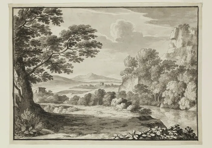 Framed Print : Landscape after Claude, c1800s. Creator: Luigi Gasparini Framed Print : Landscape after Claude, c1800s. Creator: Luigi Gasparini