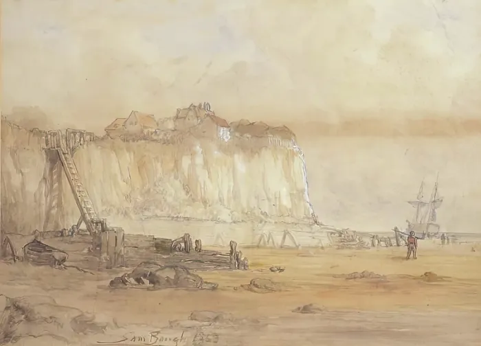 Framed Print : Landscape With Cliff, 1863. Creator: Samuel Bough Framed Print : Landscape With Cliff, 1863. Creator: Samuel Bough