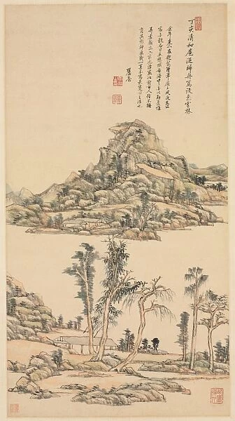 Landscape in the Color Style of Ni Zan, 1707. Creator: Wang Yuanqi (Chinese, 1642-1715)