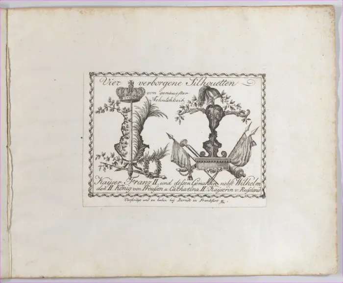 Framed Print : Landscape containing four silhouettes, 1793-1800. Creator: Anon Framed Print : Landscape containing four silhouettes, 1793-1800. Creator: Anon