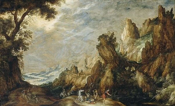 Landscape with Conversion of Saint Paul, 1600-1625. Creator: Kerstiaen de Keuninck