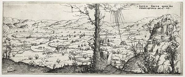 Landscape with the conversion of saulus, 1545. Creator: Augustin Hirschvogel (German, 1503-1553)