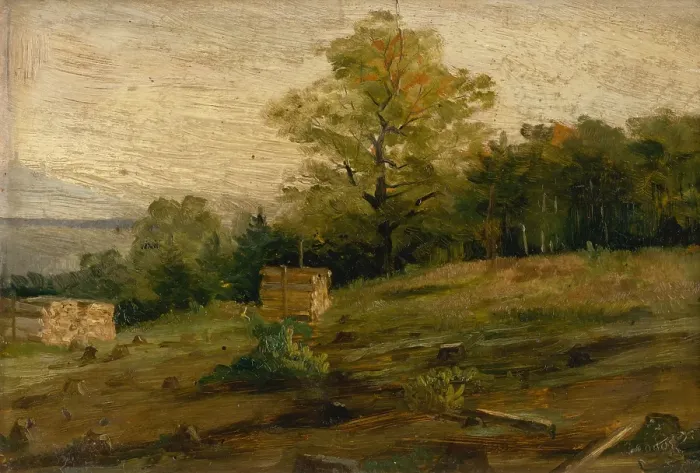 Framed Print : Landscape with Cords of Wood, around 1896. Creator: Ludovit Cordak Framed Print : Landscape with Cords of Wood, around 1896. Creator: Ludovit Cordak