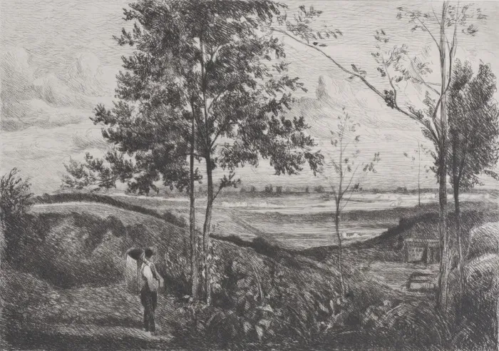 Framed Print : Landscape after Corot, 1873-90. Creator: Ferdinand Lefman Framed Print : Landscape after Corot, 1873-90. Creator: Ferdinand Lefman