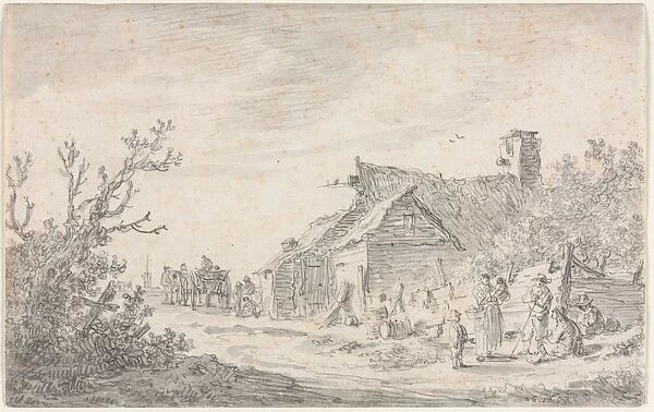 Landscape with a Cottage and Figures, 1653. Creator: Jan van Goyen (Dutch, 1596-1656)