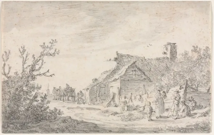 Framed Print : Landscape with a Cottage and Figures, 1653. Creator: Jan van Goyen (Dutch, 1596-1656) Framed Print : Landscape with a Cottage and Figures, 1653. Creator: Jan van Goyen (Dutch, 1596-1656)