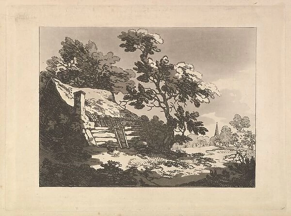 Landscape with Cottage Among Trees at Left, and a Distant Church Spire at Right, 1783-84