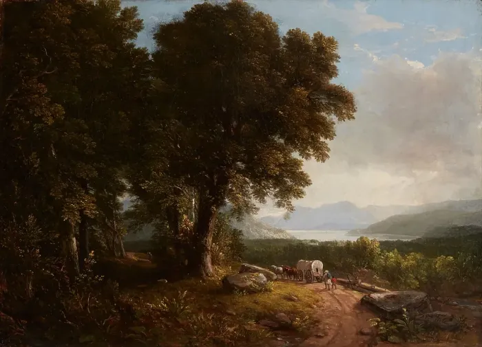 Framed Print : Landscape with Covered Wagon, 1847. Creator: Asher Brown Durand Framed Print : Landscape with Covered Wagon, 1847. Creator: Asher Brown Durand