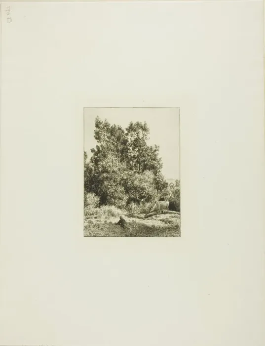 Framed Print : Landscape with Cowherd, c. 1865. Creator: Charles Emile Jacque Framed Print : Landscape with Cowherd, c. 1865. Creator: Charles Emile Jacque