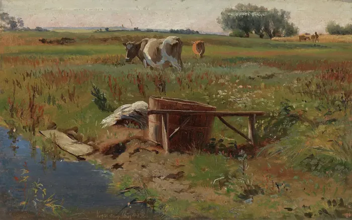 Framed Print : Landscape with Cows, 1844. Creator: Johan Thomas Lundbye Framed Print : Landscape with Cows, 1844. Creator: Johan Thomas Lundbye