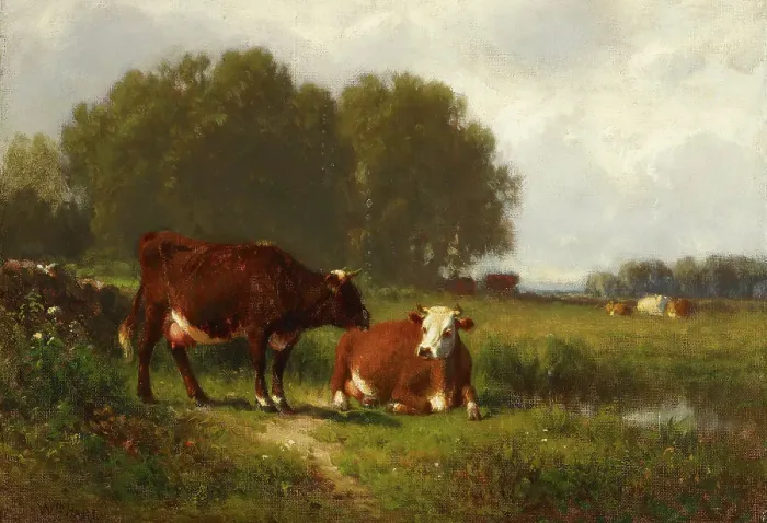 Framed Print : Landscape with Cows, date unknown, c1850-1890. Creator: William Hart Framed Print : Landscape with Cows, date unknown, c1850-1890. Creator: William Hart
