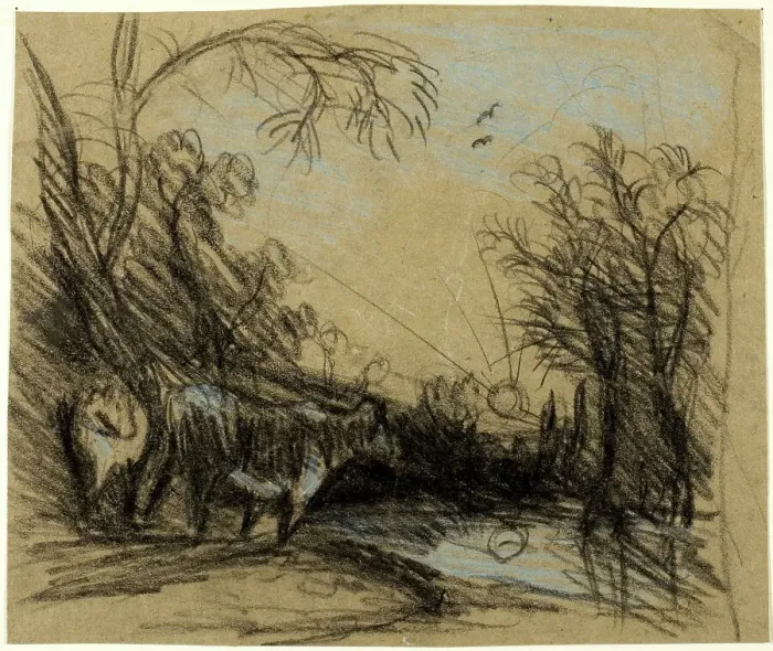 Framed Print : Landscape with Cows, n.d. Creator: John Constable Framed Print : Landscape with Cows, n.d. Creator: John Constable