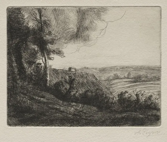 Framed Print : Landscape. Creator: Alphonse Legros (French, 1837-1911) Framed Print : Landscape. Creator: Alphonse Legros (French, 1837-1911)