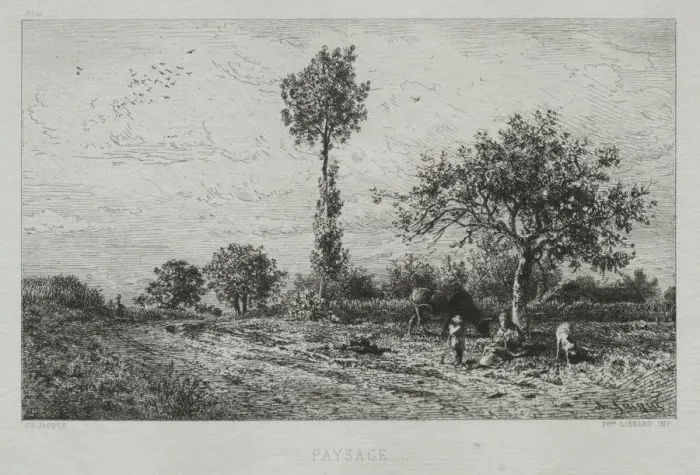 Framed Print : Landscape. Creator: Charles-Emile Jacque (French, 1813-1894) Framed Print : Landscape. Creator: Charles-Emile Jacque (French, 1813-1894)