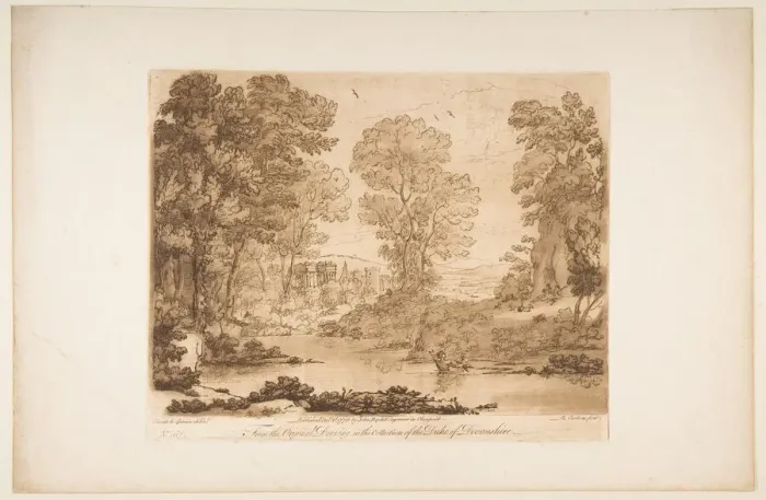 Framed Print : Landscape with Cupid and Psyche, 1776. Creator: Richard Earlom Framed Print : Landscape with Cupid and Psyche, 1776. Creator: Richard Earlom