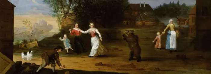 Framed Print : Landscape with dancing bear, 1682. Creator: Ulrika Eleonora of Denmark Framed Print : Landscape with dancing bear, 1682. Creator: Ulrika Eleonora of Denmark